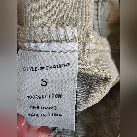 Easel Khaki Wideleg Paisley Cuff Denim 4 Pocket Boho Countryside Chic Coastal - Picture 9 of 10